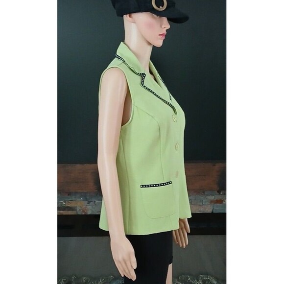 Sag Harbor Women's Size 8 Sleeveless Lime Green Button Up Collar Tank Blouse Top - Picture 4 of 9